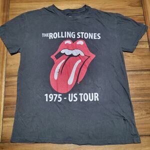 Rolling Stones Black Unisex Tee "1975 US Tour" Size Junior XL